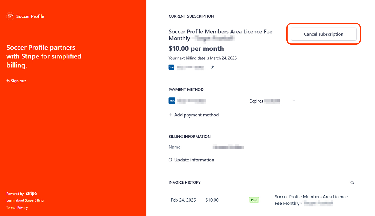 Open manage subscription